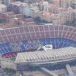 Pronóstico Barcelona vs Real Madrid: vista aérea del Camp Nou en Barcelona